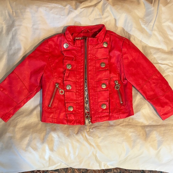Baby girls Chic faux Leather Jacket - Picture 1 of 4